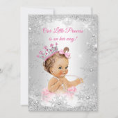 Princess Baby shower Pink Silver Winter wonderland Kaart (Voorkant)