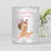 Princess Baby shower Pink Silver Winter wonderland Kaart (Staand voorkant)