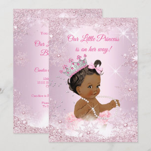Princess Baby shower Pink Snowflake Winter Ethnic Kaart