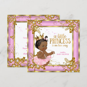 Princess Baby shower Pink Tutu Floral etnisch Kaart