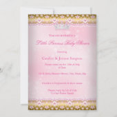 Princess Baby shower Pink Tutu Gold Tiara Brunette Kaart (Achterkant)