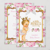 Princess Baby shower Pink White Floral Blonde 2 Kaart (Voorkant / Achterkant)
