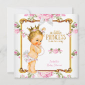 Princess Baby shower Pink White Floral Blonde Girl Kaart (Voorkant)