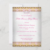 Princess Baby shower Pink White Gold Tiara Etnic Kaart (Achterkant)