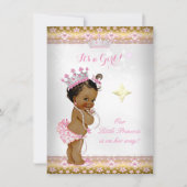 Princess Baby shower Pink White Gold Tiara Etnic Kaart (Voorkant)