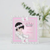 Princess Baby shower Pink White Gray Damask B Kaart (Staand voorkant)