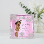 Princess Baby shower Pink Winter Wonderland Etnisc Kaart (Staand voorkant)
