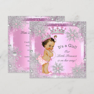 Princess Baby shower Pink Winter Wonderland Kaart