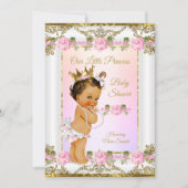 Princess Baby shower Roos Pink Gold White Brunette Kaart (Voorkant)
