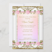 Princess Baby shower Roos Pink Gold White Brunette Kaart (Achterkant)