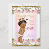 Princess Baby shower Roos Pink Gold White Ethnic Kaart (Voorkant)
