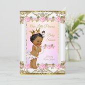 Princess Baby shower Roos Pink Gold White Ethnic Kaart (Staand voorkant)