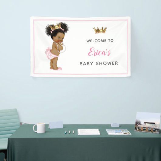  Princess Baby shower Roze achtergrondbanner Spandoek (Beurs)