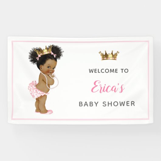  Princess Baby shower Roze achtergrondbanner Spandoek (Horizontaal)