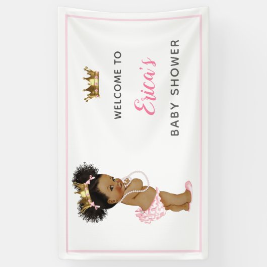  Princess Baby shower Roze achtergrondbanner Spandoek (Verticaal)