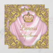 Princess Baby shower roze en gouden satijn Kaart (Voorkant / Achterkant)