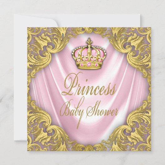 Princess Baby shower roze en gouden satijn Kaart (Voorkant)