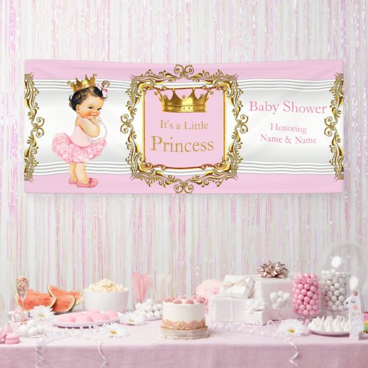 Princess Baby shower Roze Goud Wit Brunette Baby Spandoek (Feest)
