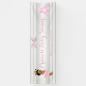 Princess Baby shower Roze Wit Etnisch Spandoek (Verticaal)