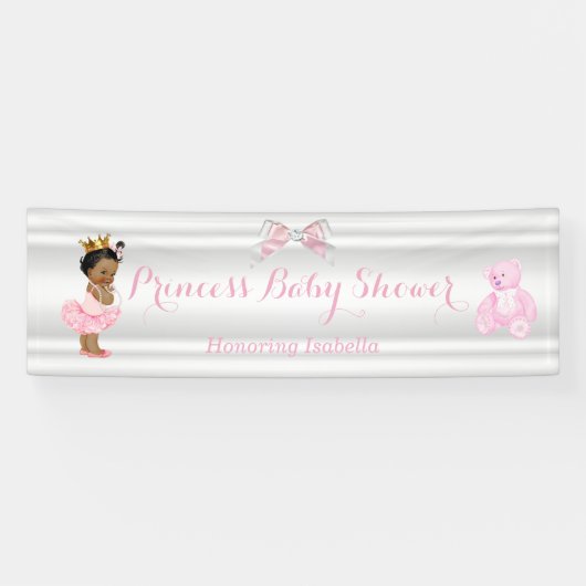 Princess Baby shower Roze Wit Etnisch Spandoek (Horizontaal)