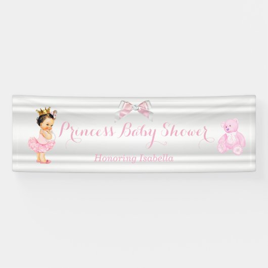 Princess Baby shower Roze Witte Brunette Baby Spandoek (Horizontaal)