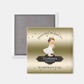Princess Baby shower Save the Date Elegant Gold Magneet (Voorkant / Achterkant)