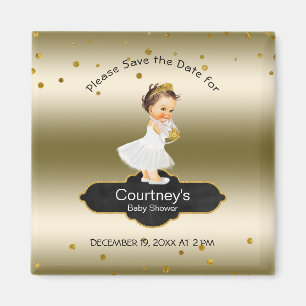 Princess Baby shower Save the Date Elegant Gold Magneet