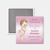  Princess Baby shower Save the Date Roze Magneet (Voorkant / Achterkant)