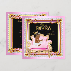 Princess Baby shower Silver Pink Gold Chairman etn Kaart