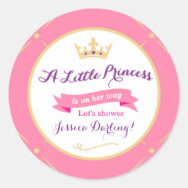 Princess Baby shower Stickers | Roze en Paars meis