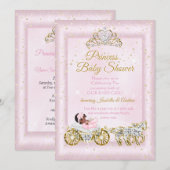 Princess Baby shower Tiara Pink Carriage Ethnic Kaart (Voorkant / Achterkant)