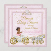 Princess Baby shower Tiara Pink Carriage Ethnic Kaart (Voorkant / Achterkant)