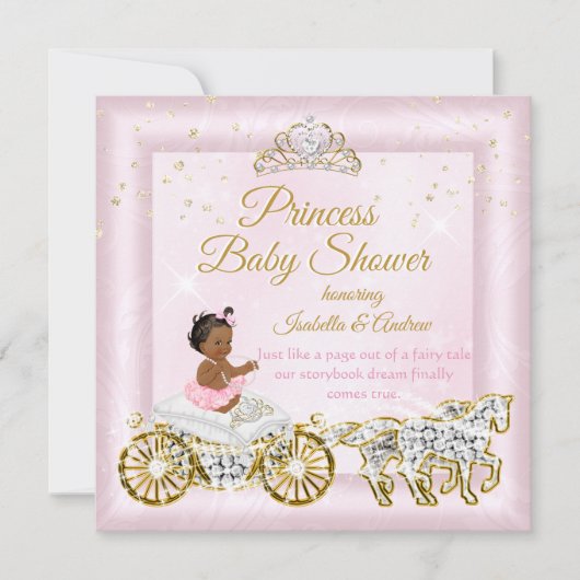 Princess Baby shower Tiara Pink Carriage Ethnic Kaart (Voorkant)