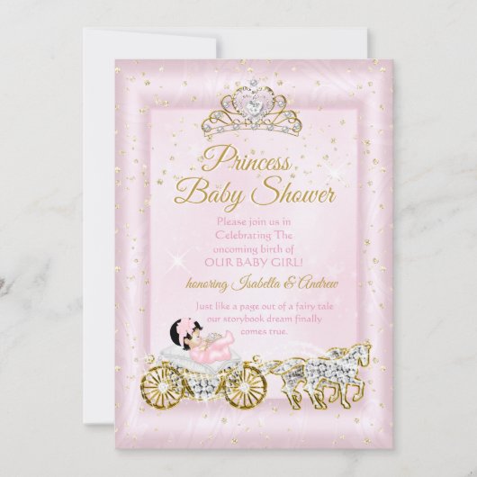 Princess Baby shower Tiara Pink Carriage Kaart (Voorkant)