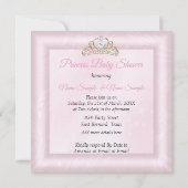 Princess Baby shower Tiara Pink Carriage Kaart (Achterkant)
