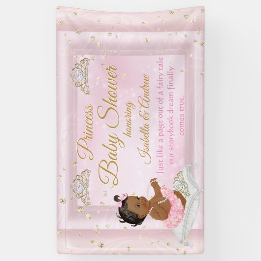 Princess Baby shower Tiara Roze Etnisch Spandoek (Verticaal)