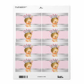 Princess Baby Shower Waterfles Etiket (Full Sheet)