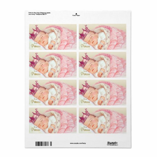  Princess Baby shower Waterflesetiketten Etiket (Full Sheet)