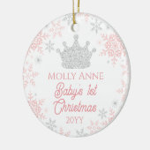 Princess Baby's eerste kerstroze foto van Silver Keramisch Ornament (Links)