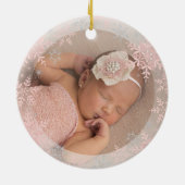 Princess Baby's eerste kerstroze foto van Silver Keramisch Ornament (Achterkant)