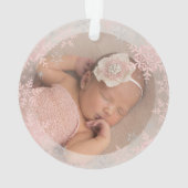Princess Baby's eerste kerstroze foto van Silver Ornament (achterkant)