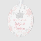 Princess Baby's eerste kerstroze foto van Silver Ornament (voorkant)