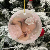 Princess Baby's eerste kerstroze & gouden foto Keramisch Ornament