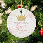 Princess Baby's eerste kerstroze & gouden foto Keramisch Ornament