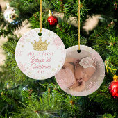 Princess Baby's eerste kerstroze & gouden foto Keramisch Ornament