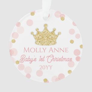 Princess Baby's eerste kerstroze gouden foto Ornament
