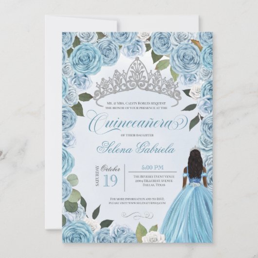 Princess Ball Blue Rozen Cinderella Quinceanera Kaart (Voorkant)