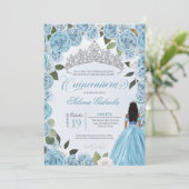 Princess Ball Blue Rozen Quinceanera Uitnodiging (Staand voorkant)