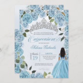 Princess Ball Blue Rozen Quinceanera Uitnodiging (Voorkant / Achterkant)