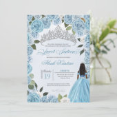 Princess Ball Blue Rozen Sweet 16 Birthday Invitat Kaart (Staand voorkant)